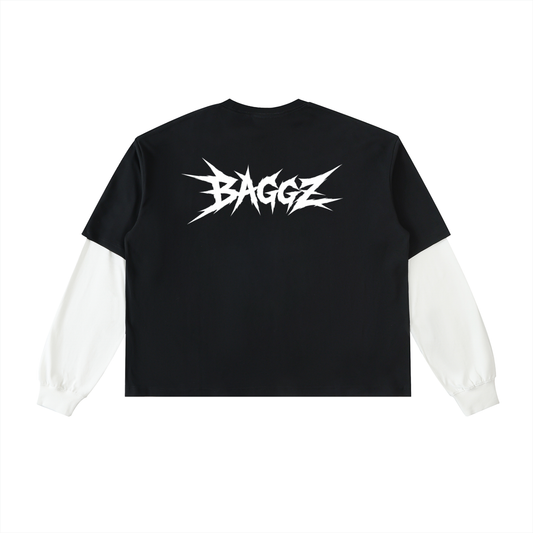 Layered Contrast Sleeve Cotton T-Shirt