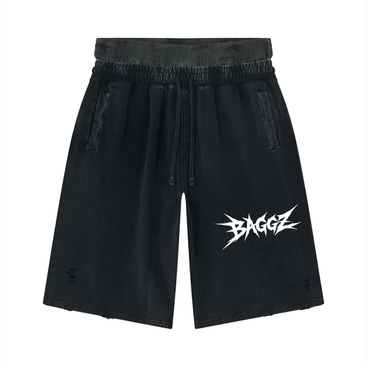 Unisex Vintage Wash Distressed Wide Leg Shorts