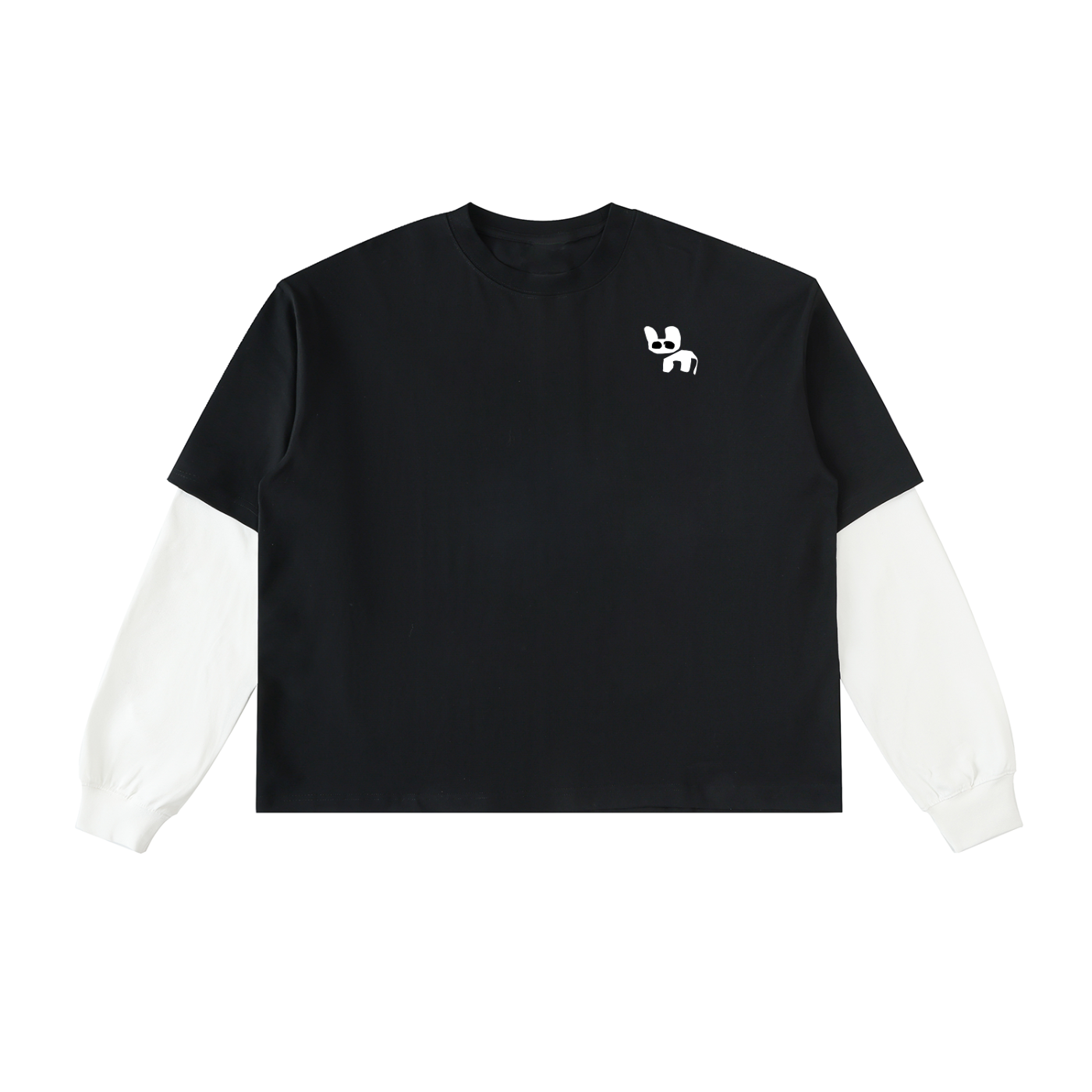 Layered Contrast Sleeve Cotton T-Shirt