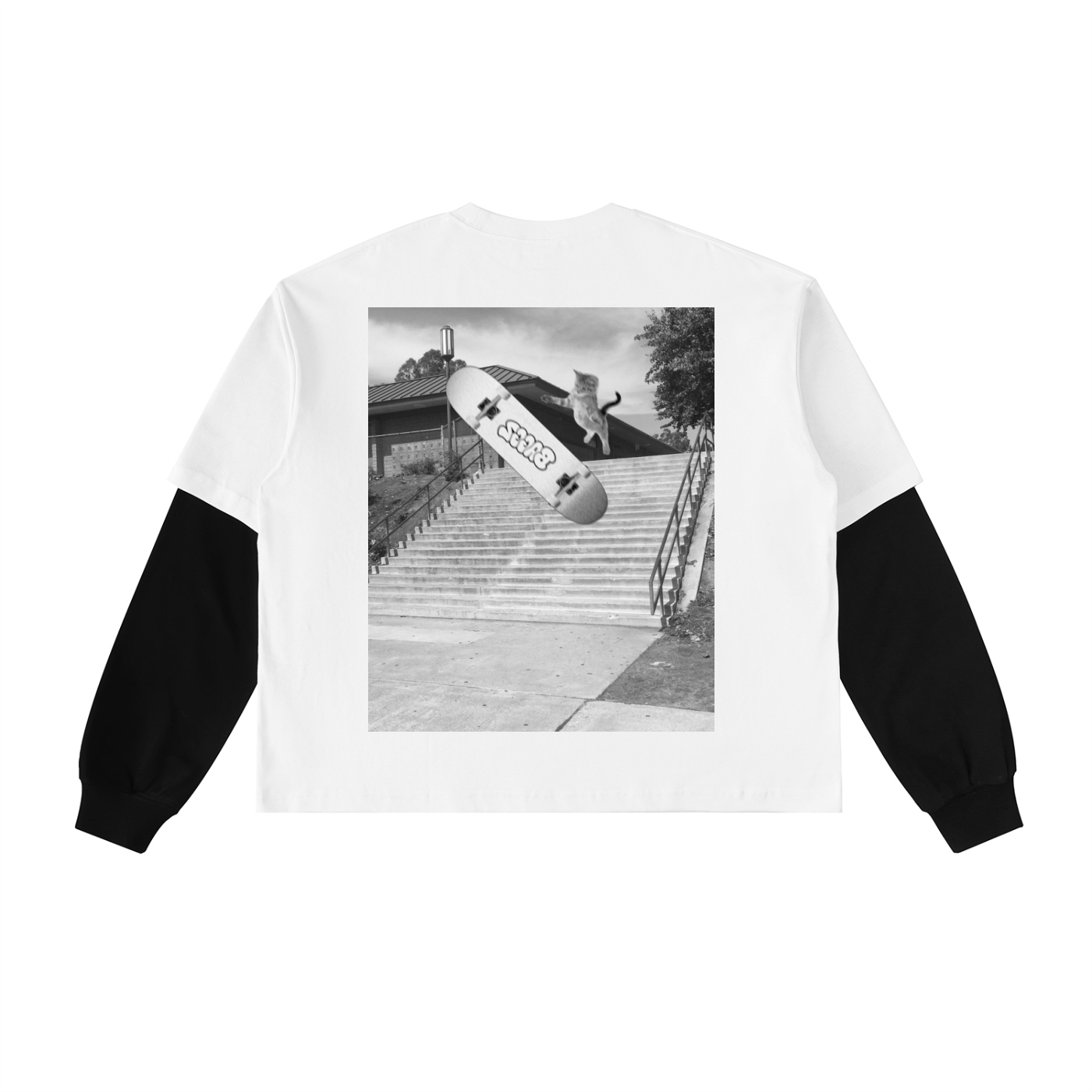 Layered Contrast Sleeve Cotton T-Shirt