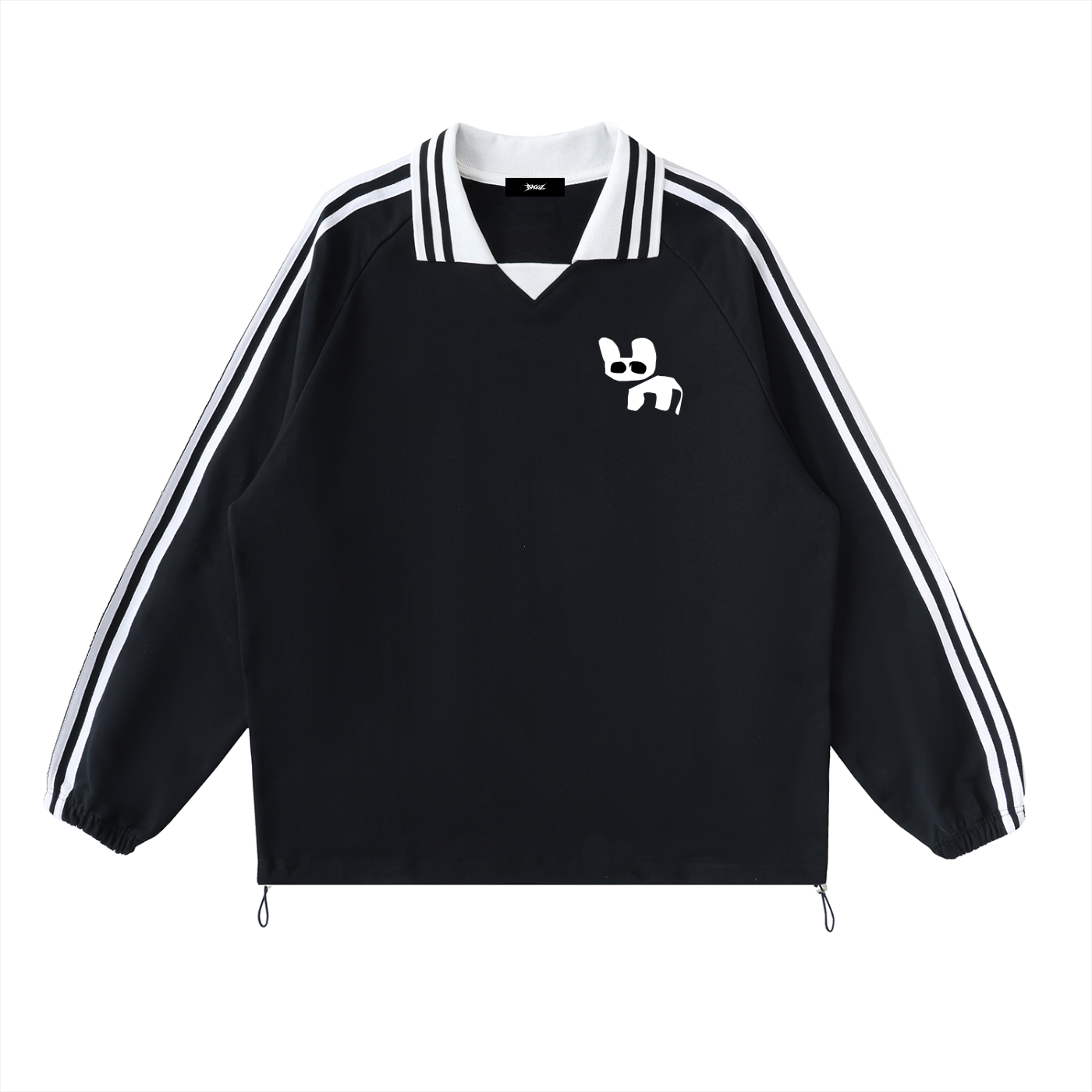Contrast Striped Lapel Collar Sweatshirt